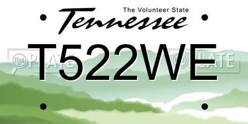 T522WE Tennessee License Plate