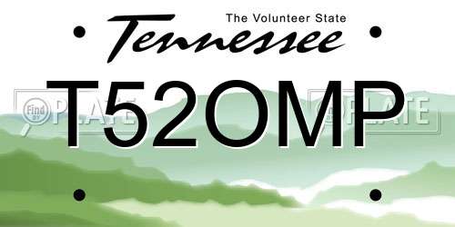 T52OMP Tennessee License Plate