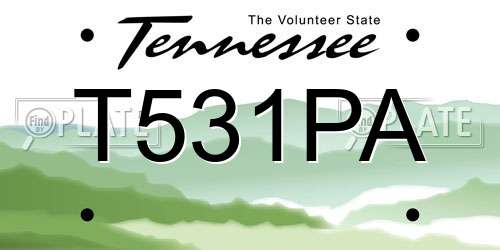 T531PA Tennessee License Plate