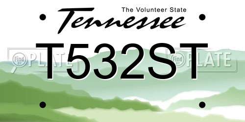 T532ST Tennessee License Plate