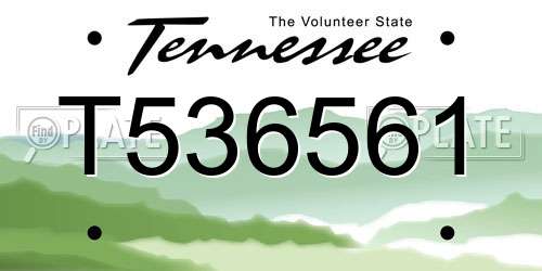 T536561 Tennessee License Plate