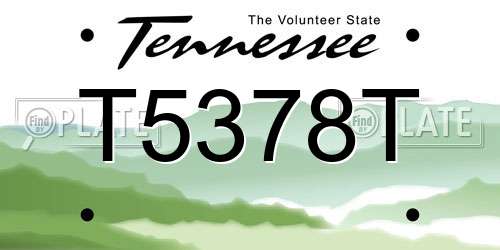 T5378T Tennessee License Plate