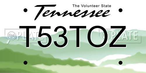 T53TOZ Tennessee License Plate