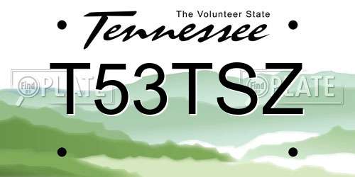 T53TSZ Tennessee License Plate