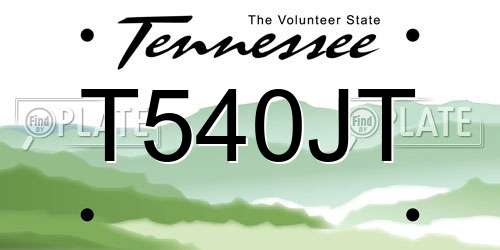 T540JT Tennessee License Plate