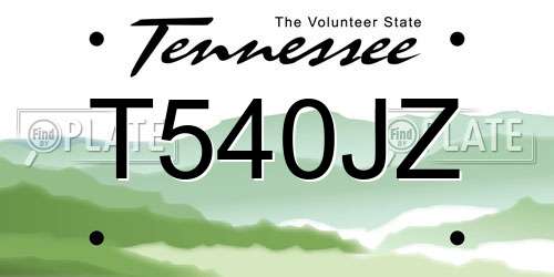 T540JZ Tennessee License Plate