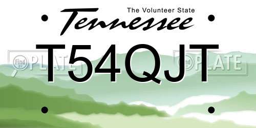 T54QJT Tennessee License Plate