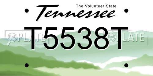 T5538T Tennessee License Plate
