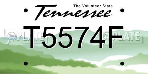 T5574F Tennessee License Plate