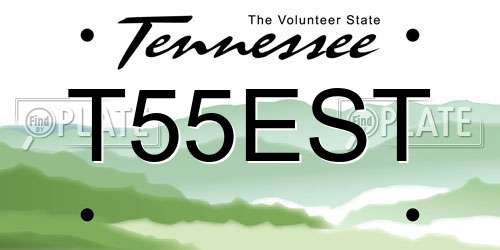T55EST Tennessee License Plate