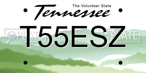 T55ESZ Tennessee License Plate