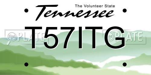 T57ITG Tennessee License Plate