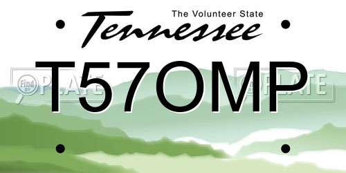 T57OMP Tennessee License Plate