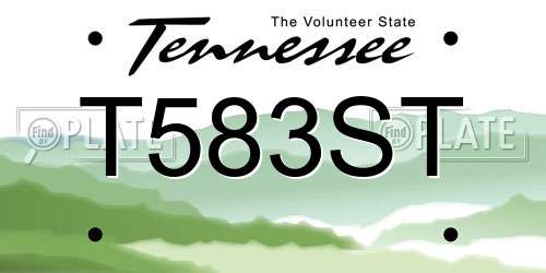 T583ST Tennessee License Plate