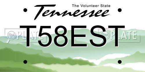 T58EST Tennessee License Plate