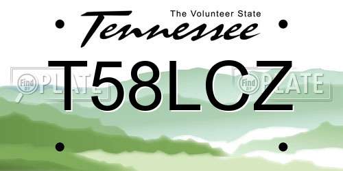T58LCZ Tennessee License Plate