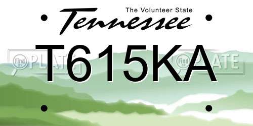 T615KA Tennessee License Plate