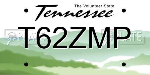 T62ZMP Tennessee License Plate