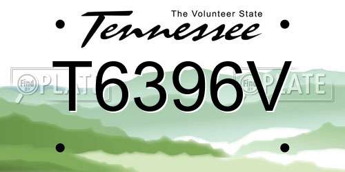 T6396V Tennessee License Plate