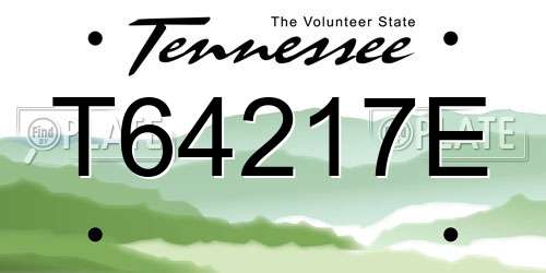 T64217E Tennessee License Plate