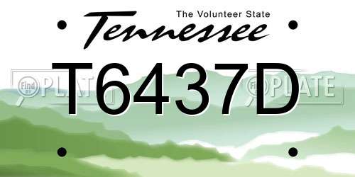 T6437D Tennessee License Plate