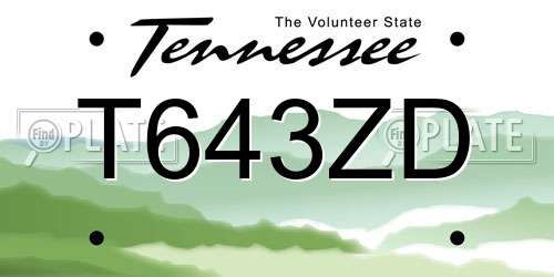 T643ZD Tennessee License Plate
