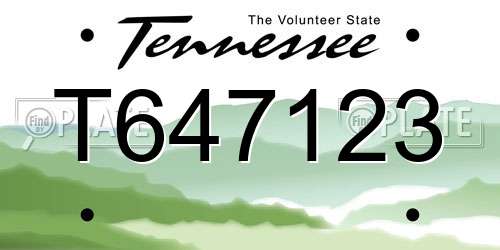 T647123 Tennessee License Plate