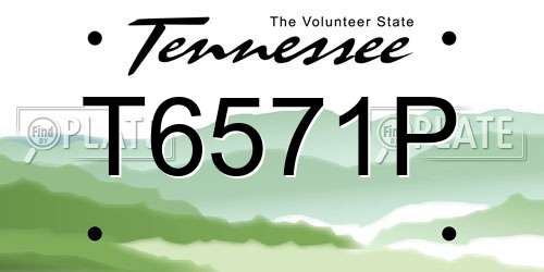 T6571P Tennessee License Plate