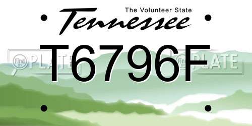 T6796F Tennessee License Plate
