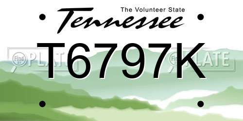 T6797K Tennessee License Plate