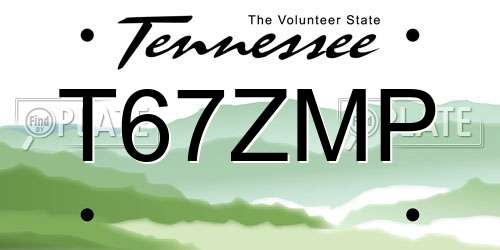 T67ZMP Tennessee License Plate