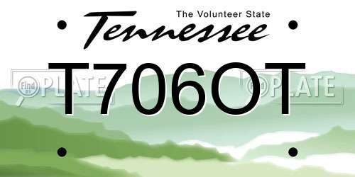 T706OT Tennessee License Plate