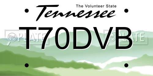 T70DVB Tennessee License Plate