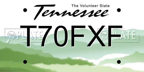 T70FXF Tennessee License Plate