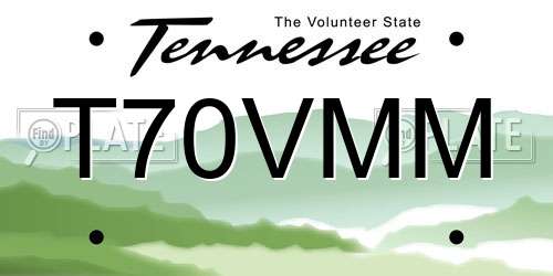 T70VMM Tennessee License Plate