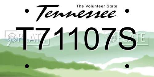 T71107S Tennessee License Plate