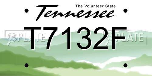 T7132F Tennessee License Plate