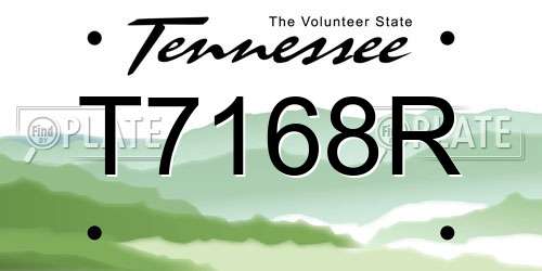 T7168R Tennessee License Plate
