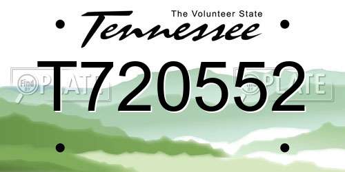 T720552 Tennessee License Plate