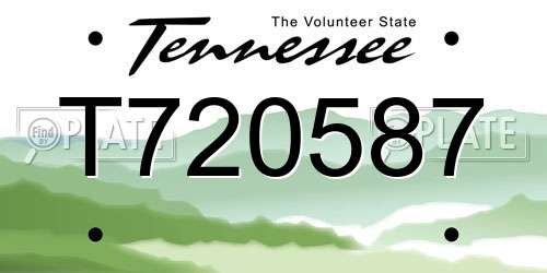 T720587 Tennessee License Plate