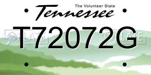 T72072G Tennessee License Plate
