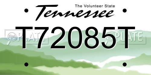 T72085T Tennessee License Plate