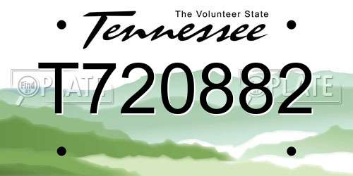 T720882 Tennessee License Plate