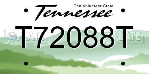 T72088T Tennessee License Plate