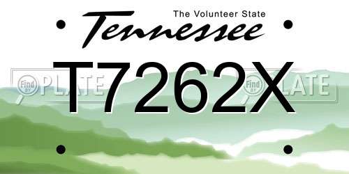 T7262X Tennessee License Plate