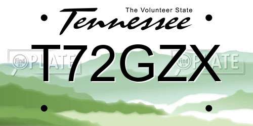 T72GZX Tennessee License Plate