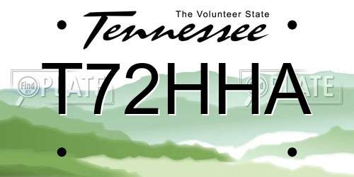 T72HHA Tennessee License Plate
