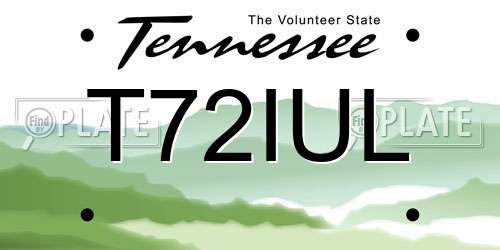 T72IUL Tennessee License Plate
