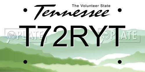 T72RYT Tennessee License Plate