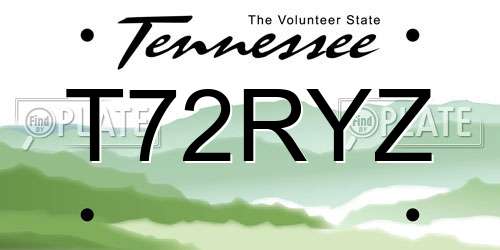 T72RYZ Tennessee License Plate